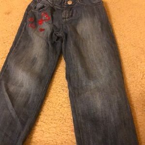 Girls jeans size 6 with red hearts